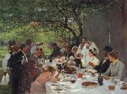 Albert Auguste Fourie The wedding meal in Yport painting